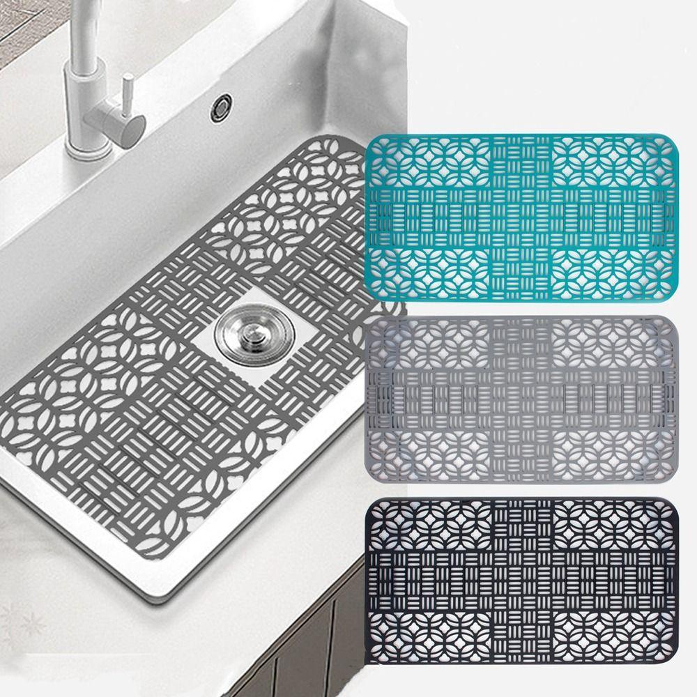 [Elegan] Alas Wastafel Cuttable Silikon Tahan Panas Non-slip Grid Aksesoris Dapur Sink Liner Mat