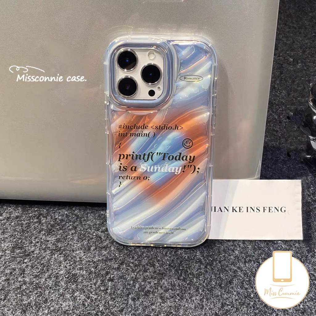 IPHONE Ins Warna Gradien Cinta Hati Transparan Laser Card Paper Case Kompatibel Untuk Iphone6 6S 78 Plus XR 11 13 14 12 Pro MAX X XS MAX SE 2020lembut 3D Stereo Corrugation Pattern Cover