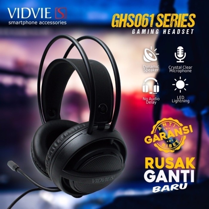 FREE GARANSI  VIDVIE S GHS061 HEADPHONE HEADSET GAMING BANDO LED + MIC HIGH QUALITY