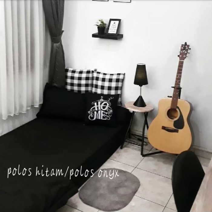 Terlaris Kain bahan sprei meteran katun nikita motif HITAM POLOS