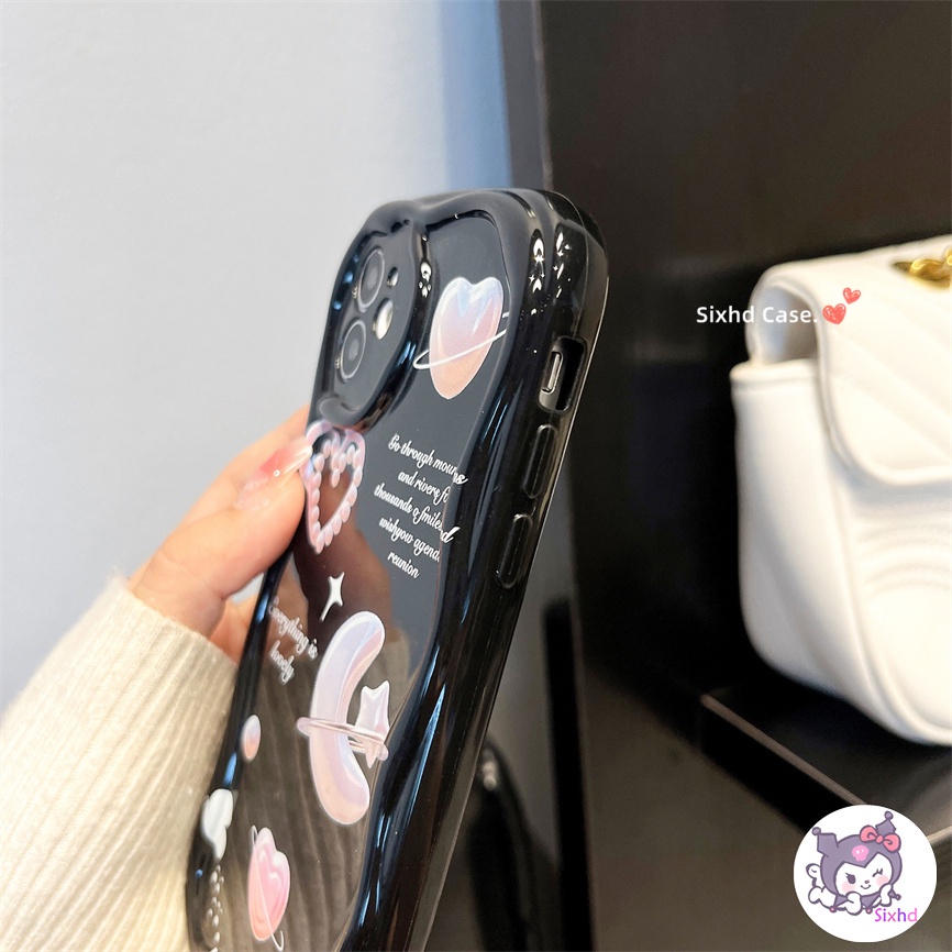 IPHONE Kompatibel Untuk Iphone14 13 12 11 Pro Max SE2020 X Xr Xs Max8 7 6 6s Plus Fashion Ins Love Moon 3D Tepi Melengkung Gelombang Glossy Phone Case Soft Cover