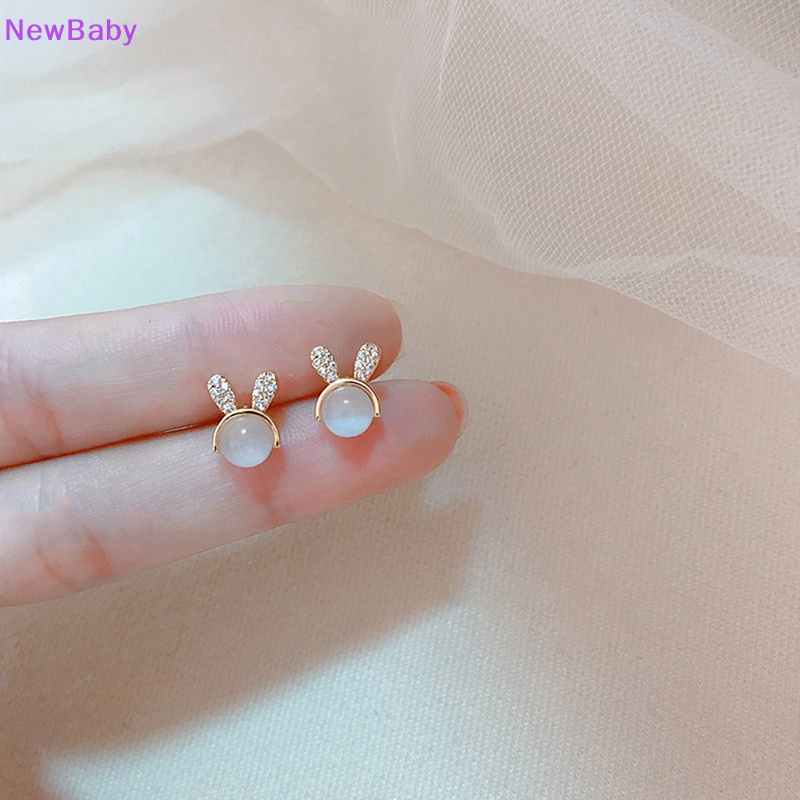 Newbaby Trendi Lucu Kelinci Ramping Opal Feminia Anting Elegan Mungil Anting Gaya Anting-Anting Kreatif Eardrop Perhiasan Berkualitas Tinggi Eardrop Romantis Feminia Aksesoris ID
