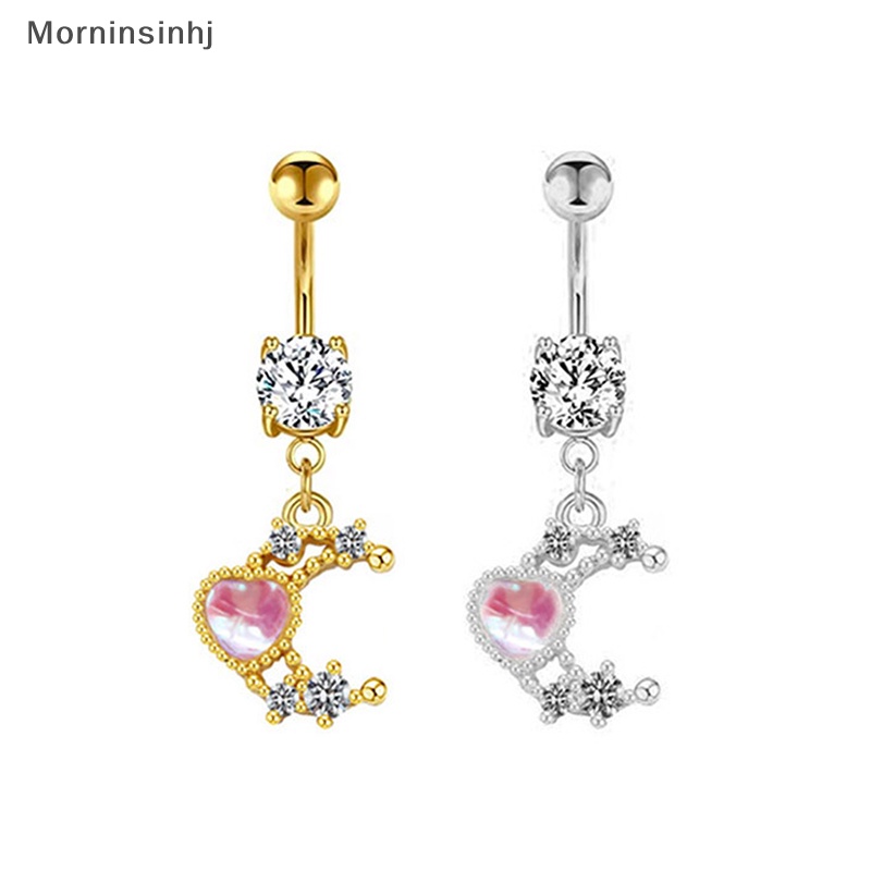 Mornin Cincin Pusar Planet Stainless Steel Terang Bulan Bintang Pusar Menjuntai Belly Button Rings Untuk Wanita Perhiasan Tubuh id