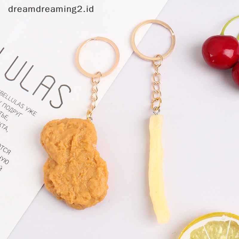 (drea) Gantungan Kunci Makanan Imitasi French Fries Chicken Nuggets Liontin Makanan Ayam Goreng //