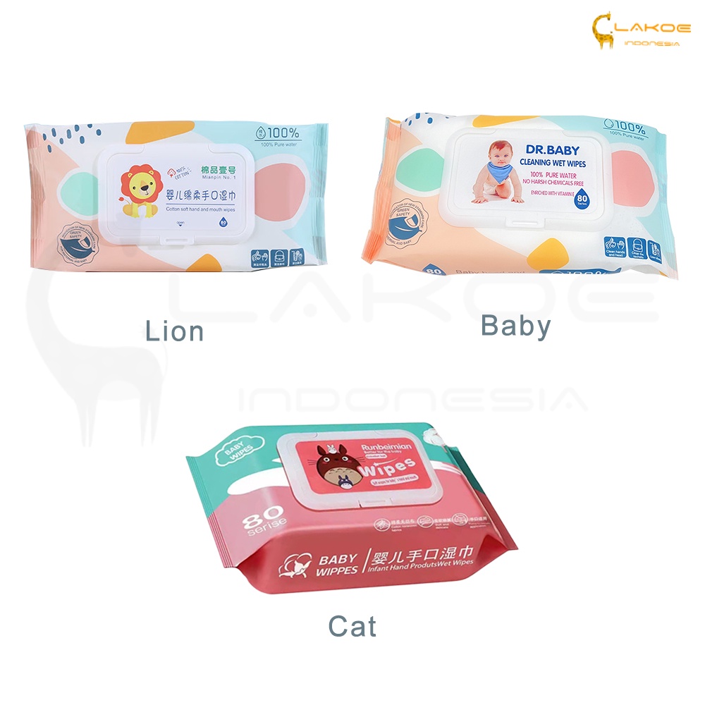 LAKOE Tisu Basah Bayi 80s/ Baby Wipes BPA FREE Non Perfumed/Tissue Basah Wipes