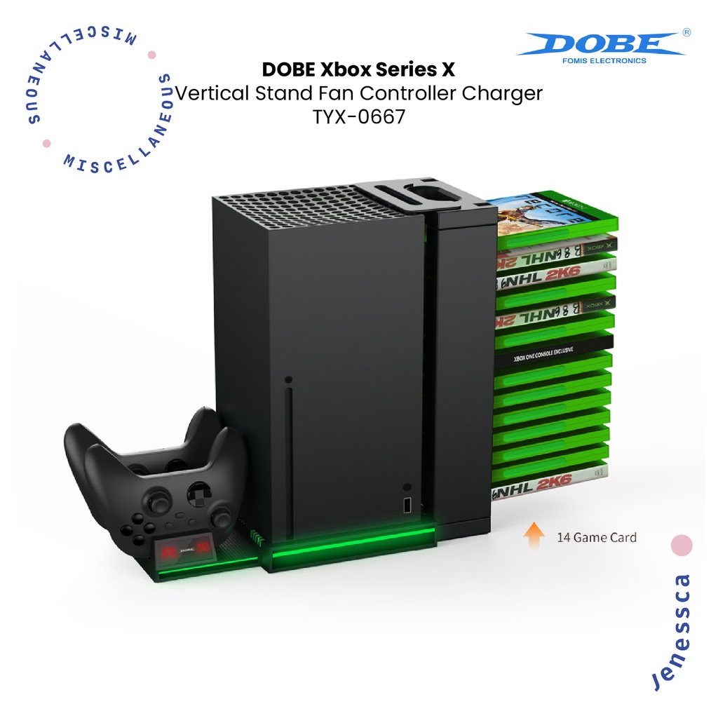 DOBE Xbox Series X Vertical Cooling Stand Fan Stick Charger Disc Storage