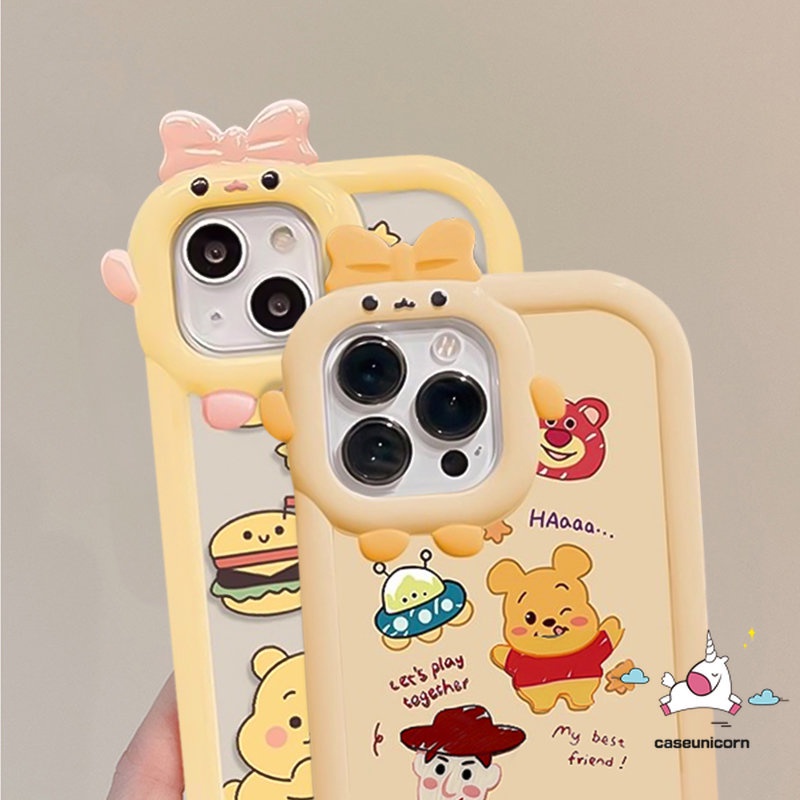 Untuk Redmi 10C 910a 9T A1+10A2+ 9C 9A Note 10s 11 Pro+8 9 11s 10 Pro POCO X3 Pro NFC M3 Mi 11 Lite Cute Winnie Little 3D Ikatan Simpul Little Monster Lensa Mainan Kartun Soft Case Cerita