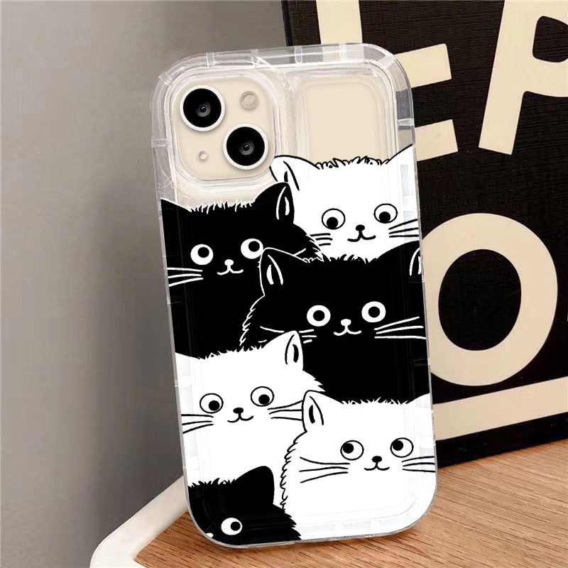 IPHONE Casing Kucing Lucu Kompatibel Untuk Iphone7Plus8Plus6Plus11 14 13 12 Pro MAX XR X XS MAX SE Airbag Shockproof Cover