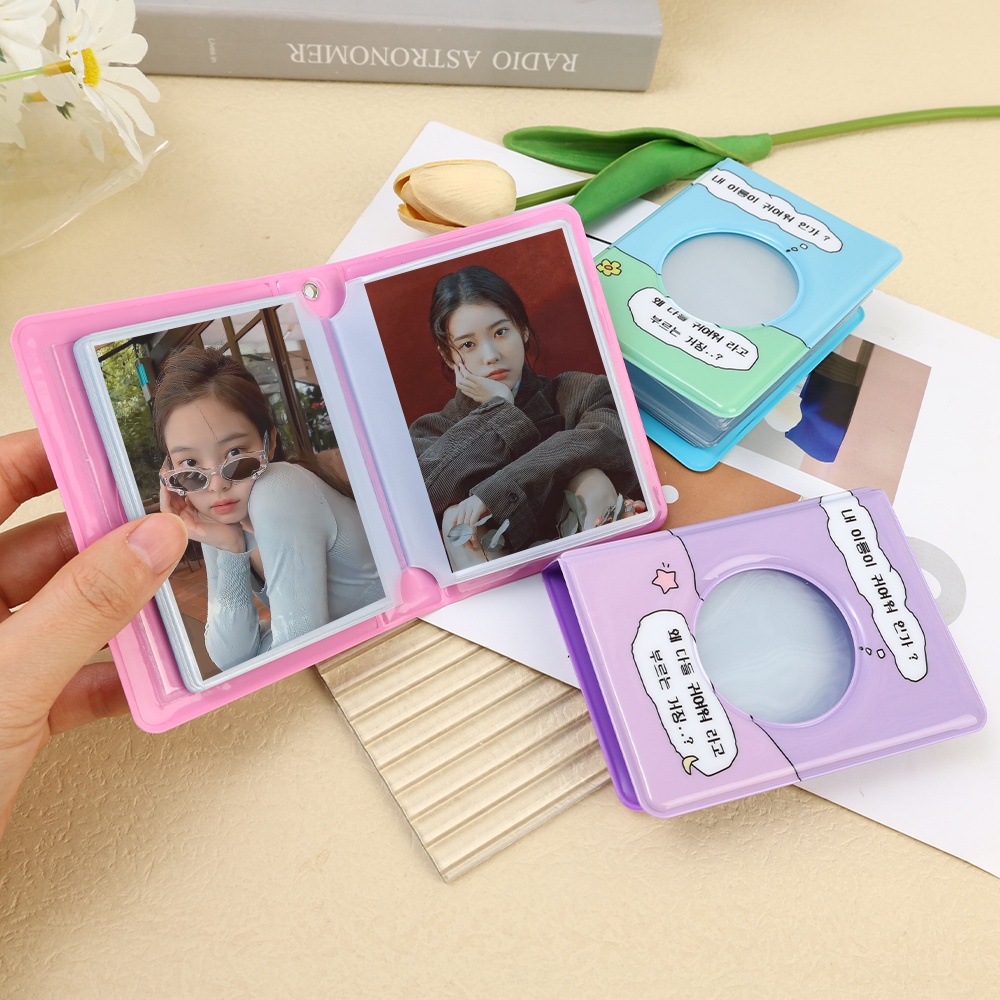 [HOT Sale] Gaya Korea Album Photocard INS Cetak Penyimpanan 3-inch Mini PVC 20halaman Album Foto Binder Berbentuk Bulat Kartun Lucu