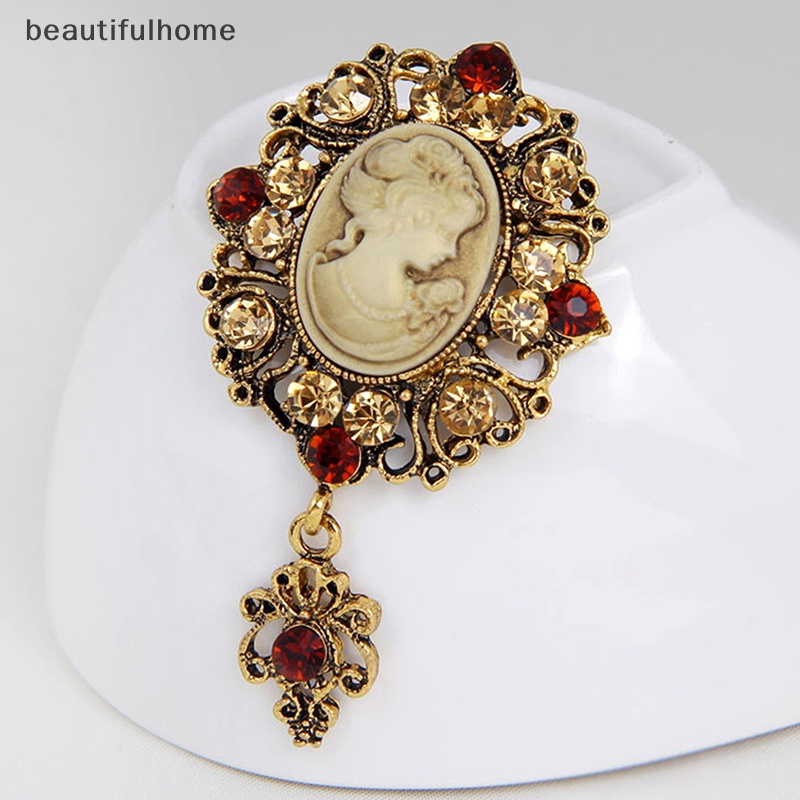 {beautifulhome} Hot Cameo Victorian Style crystal Pesta Pernikahan Wanita Liontin Bros Pin.