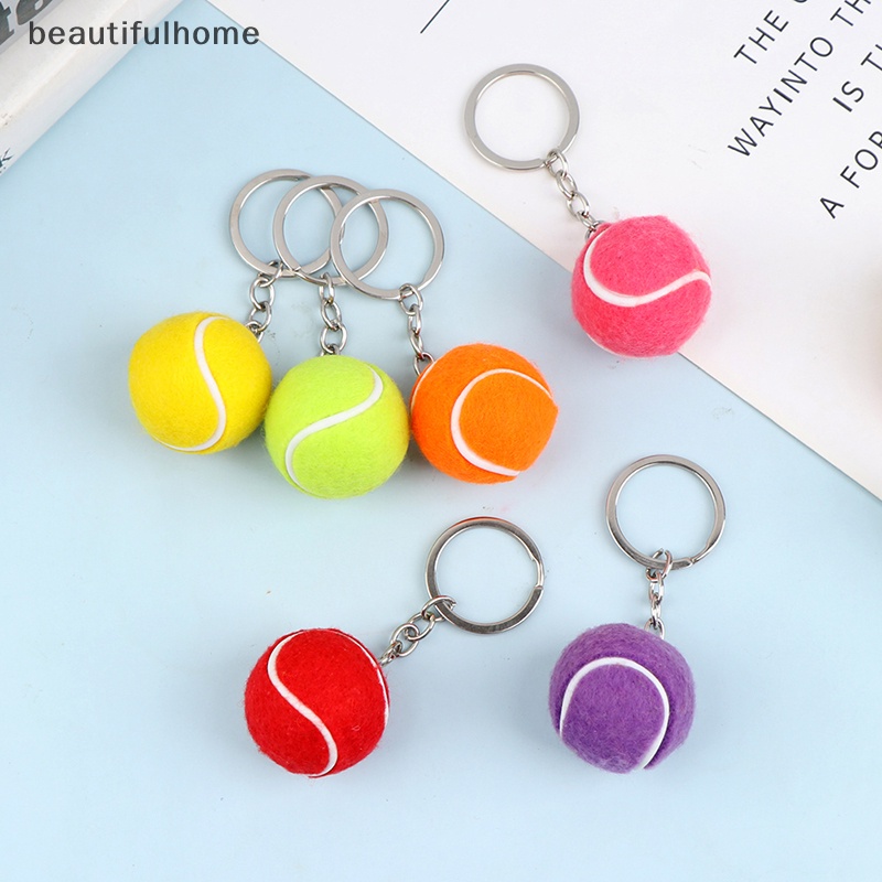 {beautifulhome} Gantungan Kunci Logam Bola Tenis Gantungan Kunci Mobil Key Ring Rantai Olahraga Liontin sliver.