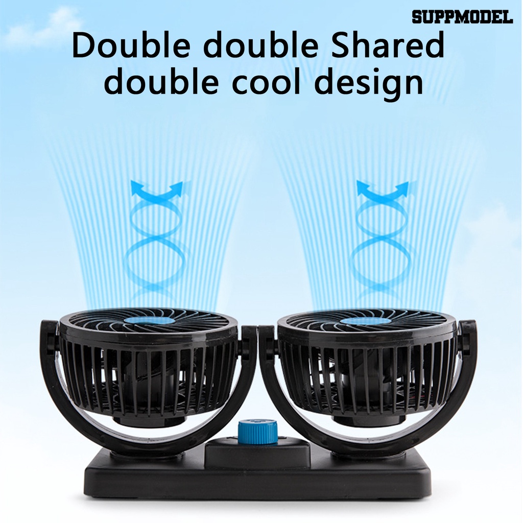 [SM] Kipas Angin Mobil Motor Kuat Kebisingan Rendah Desain Kepala Ganda Kecepatan Yang Dapat Diputar Dapat Disesuaikan Mobil Kipas Ultra-Tenang Pendingin Pribadi Ac Perlengkapan Mobil