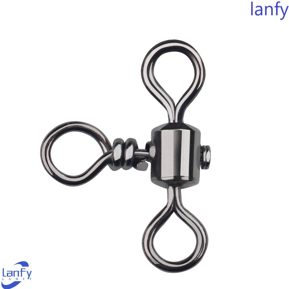 Lanfy Konektor Pancing 100pcs Stainless Steel Lure Line Barrel 3arah Memancing Putar