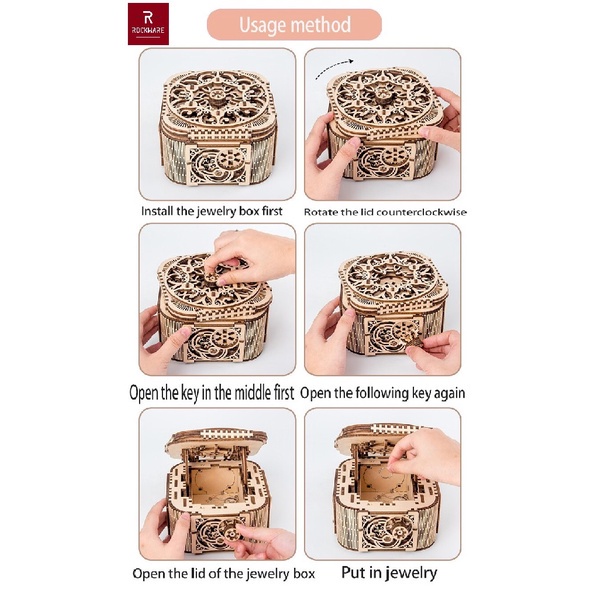 AKN88 - ROCKWARE RW-DIY04 - Creative Wooden Puzzle 3D - Jewelry Box