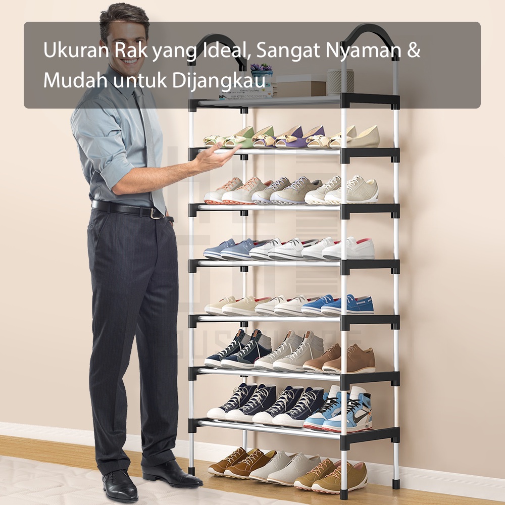 HUGO Rak Sepatu Besi Portable 5 6 7 Susun Kokoh Premium Quality