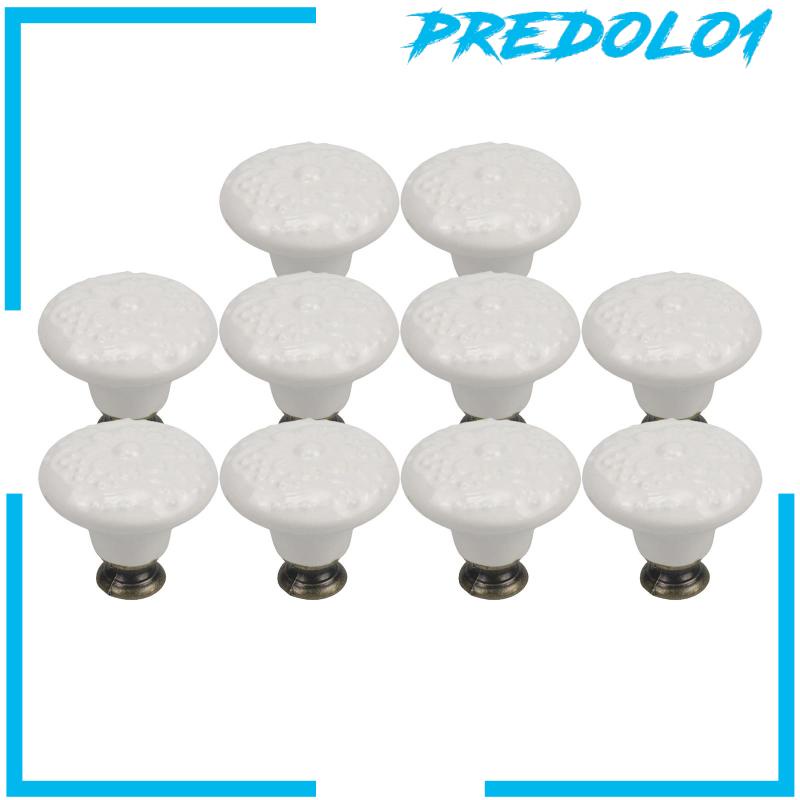 [Predolo1] 10buah Knob Laci Keramik Handle Chic Bulat Motif Bunga Timbul 34mm Tombol Meja Rias Tombol Pintu Untuk Lemari Laci Lemari Lemari Closet