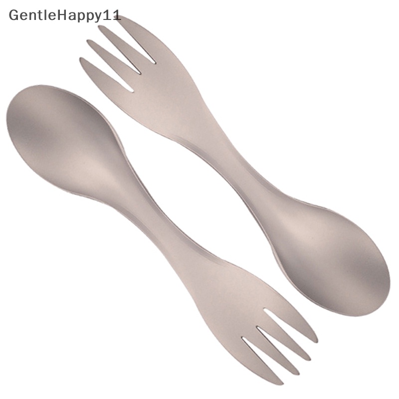 Gentlehappy Sendok Titanium Spork Outdoor Camping Piknik Dual purpose Titanium Fork Spoon Ultralight Cookware Peralatan Camping Portabel id