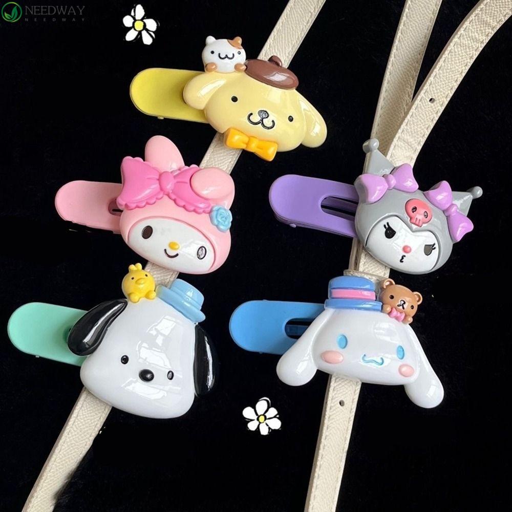 Needway Jepit Rambut Kreatif Retro Simple Kuromi Kartun Plastik Pochacco Purin Bentuk Geometri Duckbill Clip Untuk Wanita