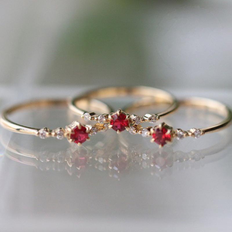 [FRA] Cincin Ruby Lapis Emas 18k Untuk Wanita fashion Eropa Dan Amerika engagement end ring