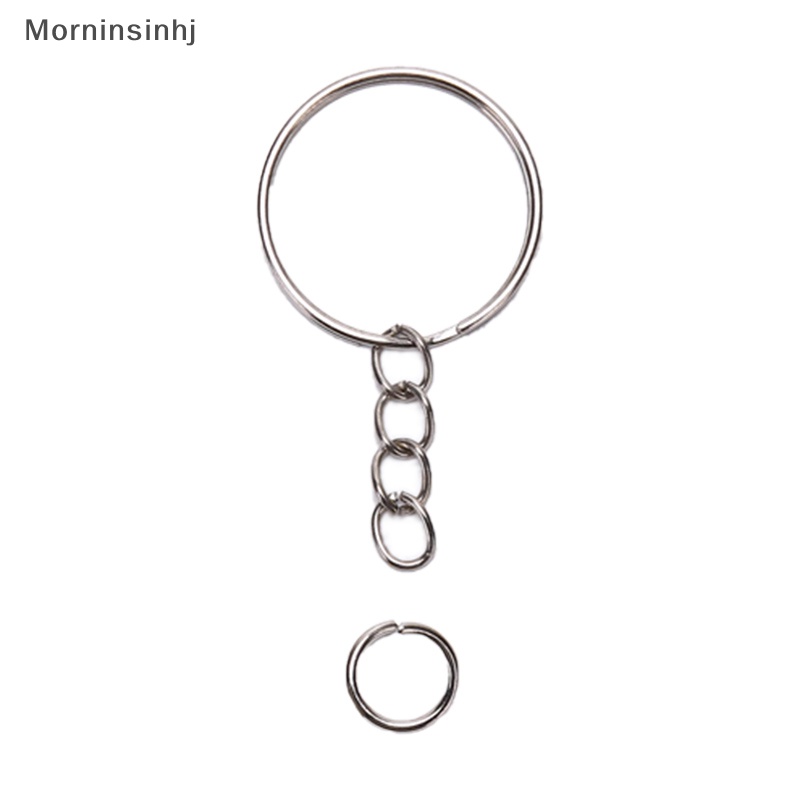 Mornin 100Pcs 50pcs Gantungan Kunci Cincin Dengan Rantai Dan 50pcs Buka Jump Rings DIY Key Chain id