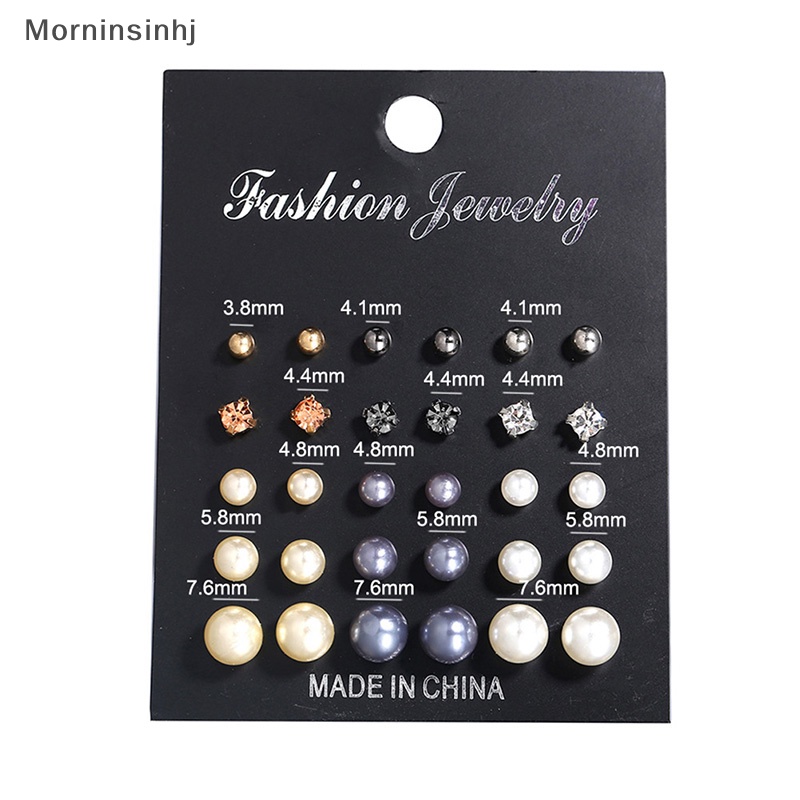 Mornin 15pasang /Set Campuran Mutiara Kristal Ear Studs Earrings Wanita Gadis Perhiasan Hadiah id