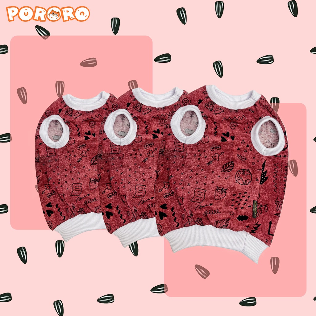 Pororo - Baju Kucing Motif Red Lerry