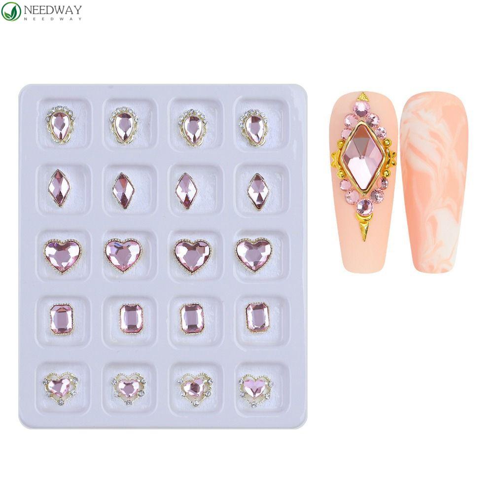 Needway Nail Art Charms Symphony 20kisi Jantung Kupu-Kupu Manikur Aksesoris DIY Bahan Kuku Nail Rhinestones