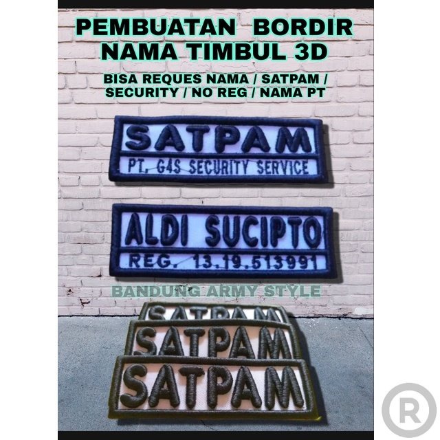 Bordir BORDIR NAMA TIMBUL BORDIR SATPAM TIMBUL PAPAN NAMA TIMBUL BORDIR TIMBUL D NAMA SATPAM TIMBUL 