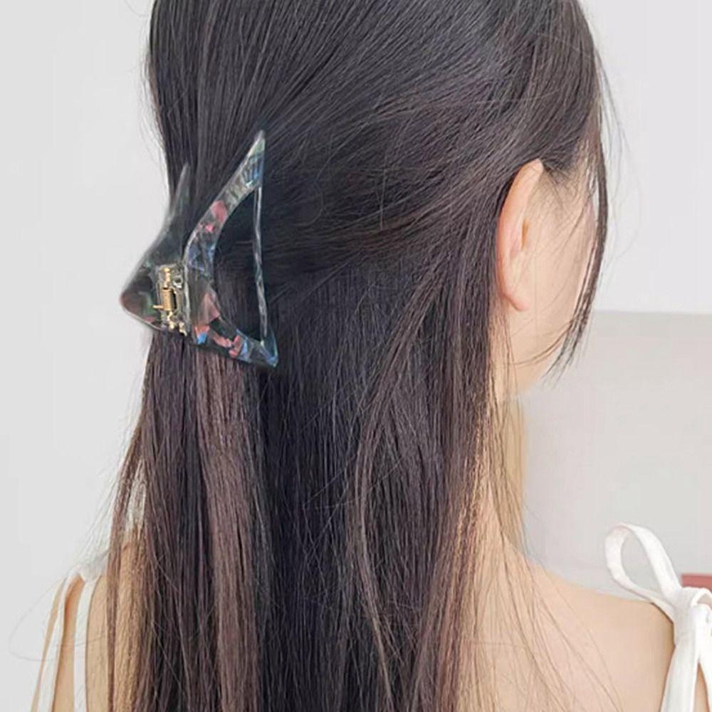 AUGUSTINA Hair Clip, Acetic Acid Hair Claw, Jepit Rambut Bentuk Geometri Asetat Segitiga Manis Untuk Gaya Korea