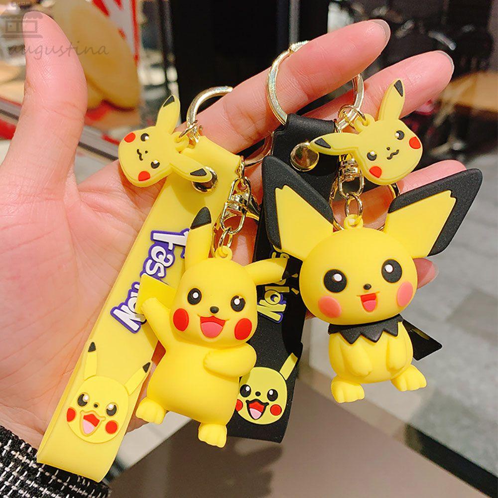 Agustina Kartun Gantungan Kunci Mobil Kunci Tergantung Anak Perempuan Pikachu Hadiah Psyduck Pokémon Action Figure Ransel Liontin Alloy Key Lanyard