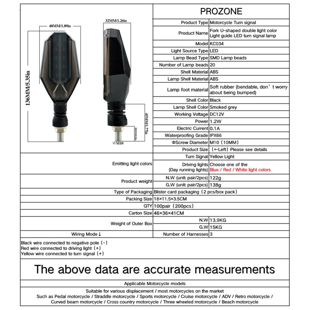 Openmall 2Pcs Lampu Sinyal Belok Motor LED Flasher Blinker Dual Colors Amber Signals Daytime Light Moto Indikator Aksesoris Lampu K2Q8