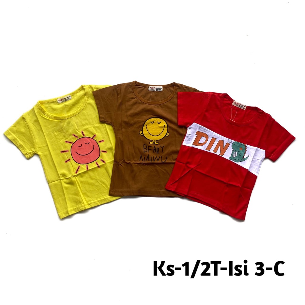 (ISI 3) Baju Kaos Atasan Import Anak Bahan Halus dan Nyaman 0-3 Tahun