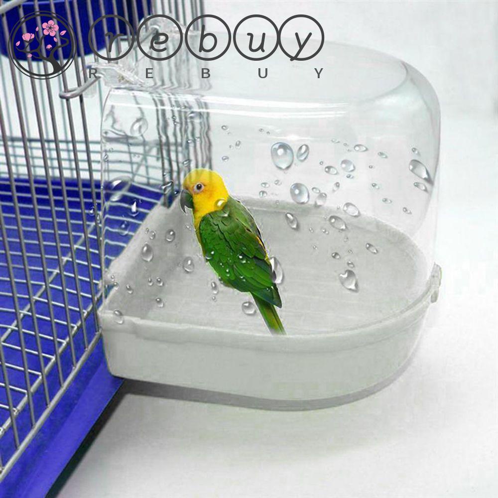 REBUY Rebuy Bird Bathtub Transparan Perlengkapan Burung Pembersih Hewan Peliharaan Kandang Aksesoris Birdbath