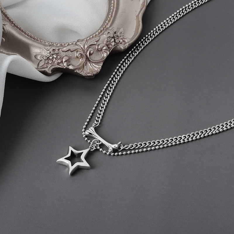 Kalung Geometris Tulang Bintang Bahan Alloy Fashion Untuk Wanita