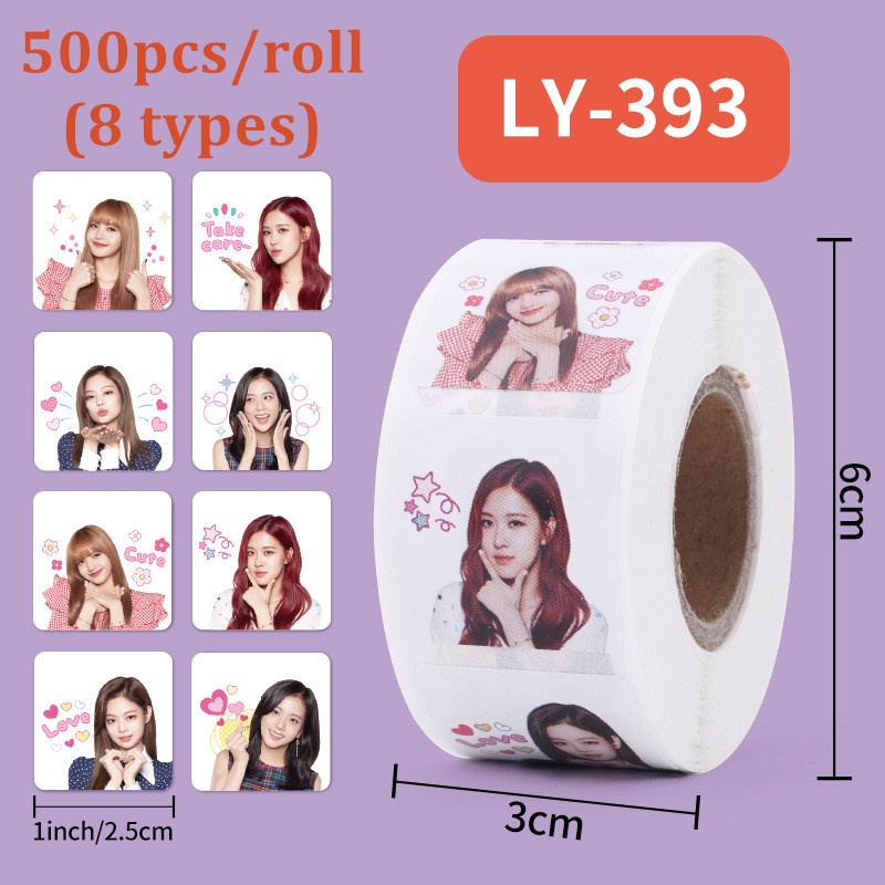 500pcs/roll Hitam-Pink Stiker Foto Laptop Telepon Bagasi Hitam Pink DIY Decor Paster