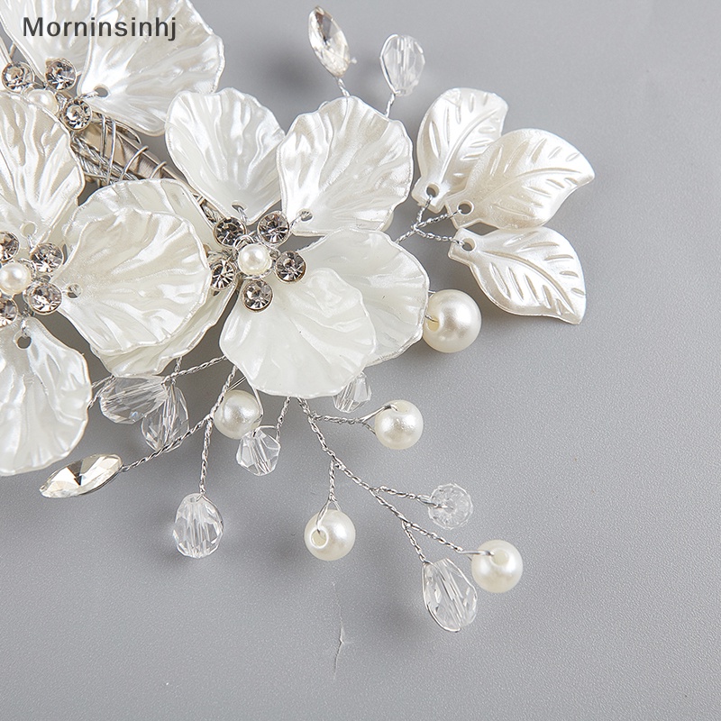 Mornin Bridal Kristal Mutiara Bunga Hair Clip Floral Barrette Rambut Aksesoris Pernikahan id