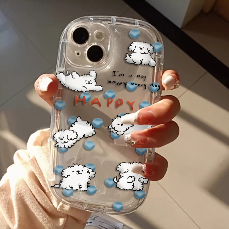 IPHONE Casing Ponsel Tahan Guncangan Anjing Lucu Kompatibel Untuk Iphone14 13 11 Pro Max12 8 7 Plus XS XR X Soft Casing Transparan TPU Silikon Bening Cover Pelindung