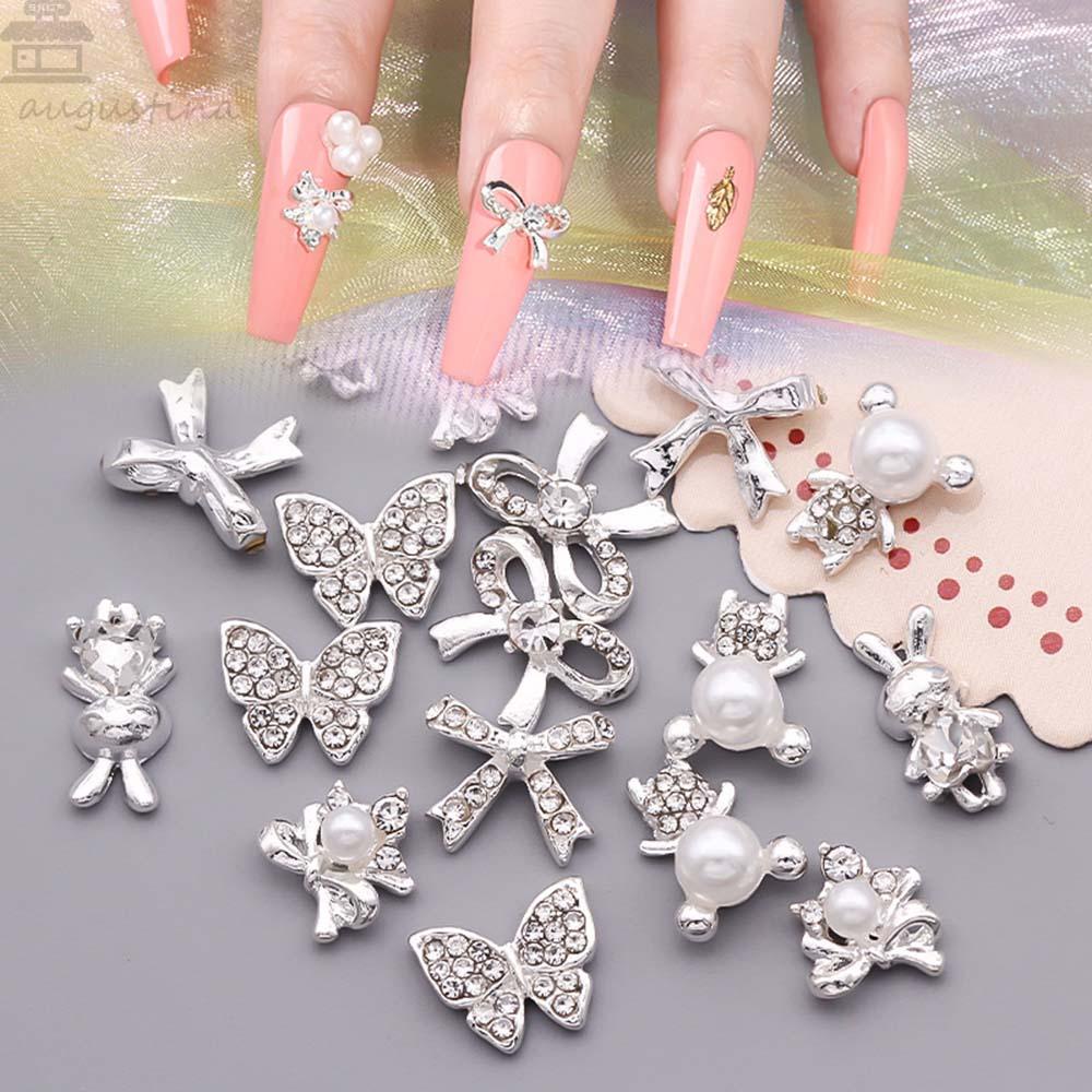 AUGUSTINA Agustina Dekorasi Nail Art Mewah Berlian Mutiara Perhiasan 3D Hiasan Kuku