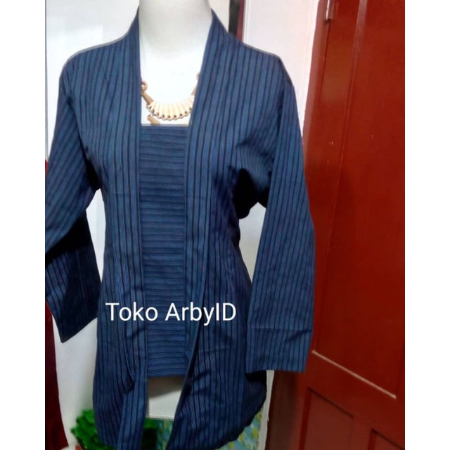 Kebaya dan Sorjan KEBAYA LURIK GARIS BIRU / BAJU LURIK WANITA / BAJU JAWA LURIK Lurik