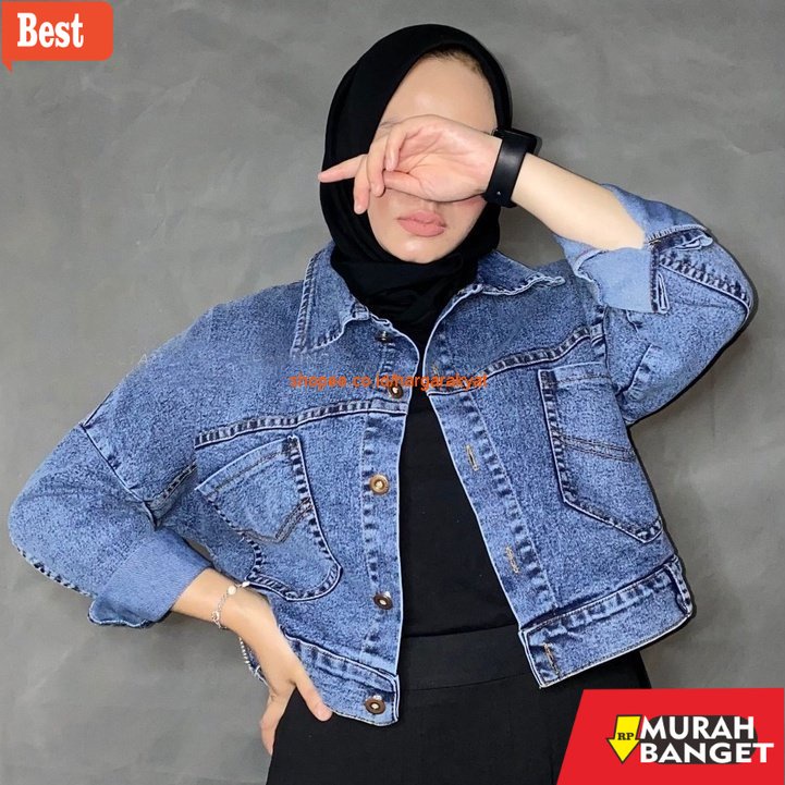 Jaket denim wanita terbaru- NAYRA JAKET JEANS CROP OVERSIZE KANCING BELAKANG