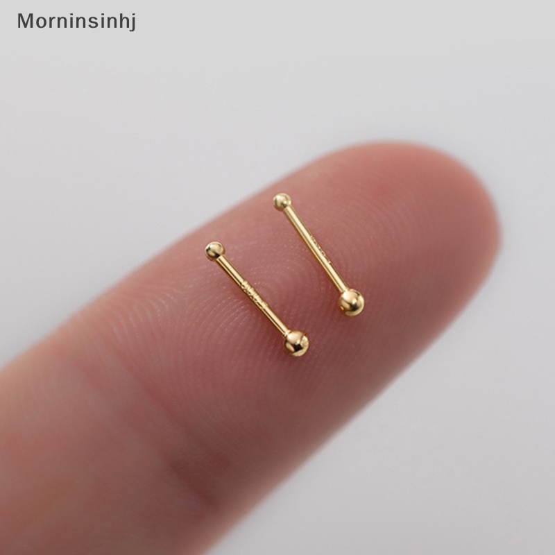 Mornin 2pcs Anting Stud Manik Kecil Minimalis Untuk Wanita Gadis Anting Sekrup Tulang Telinga Hypoallergenic Jewelry id