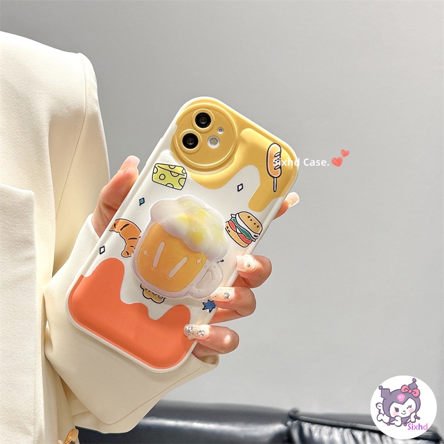 Redmi Note12 11 11s 10s 9s 9 8 10Pro Redmi 12C 10C 11A 10A 10 9C 9A 9T 9 Xiaomi 12 11Lite 11T 10T Poco M3 F3 X3 Pro Burger Keju Lucu 3D Vision Phone Case+Braket Soft Cover