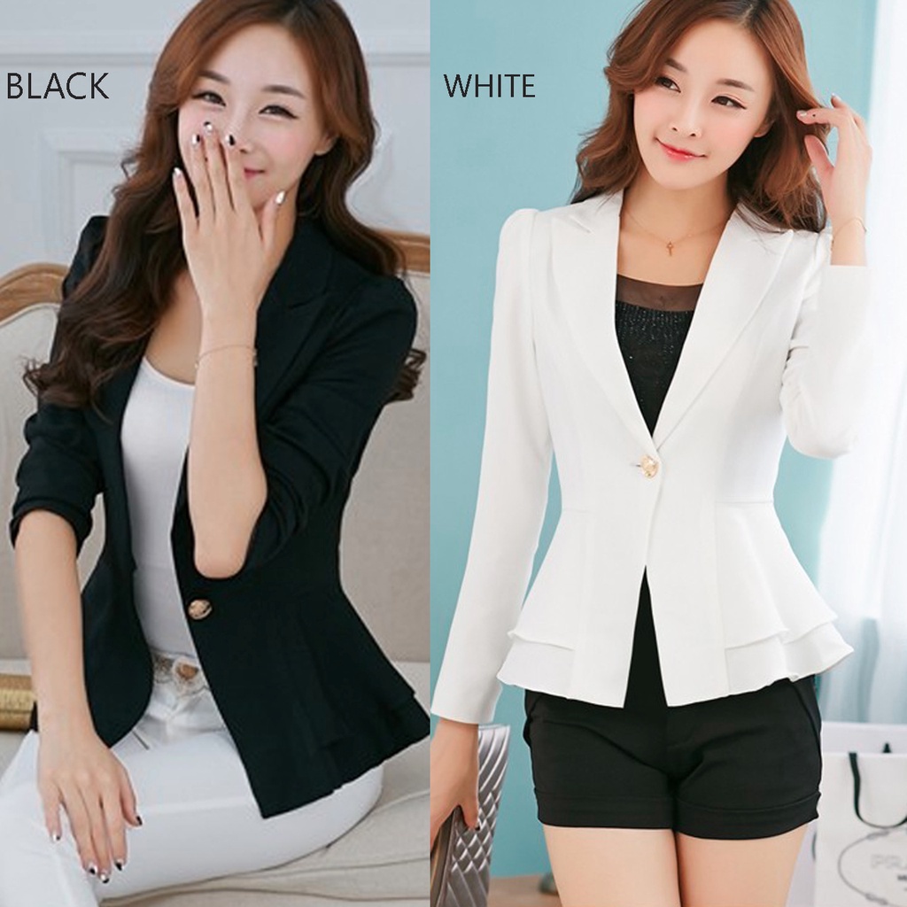 Blazer ruffle lengan panjang / blazer formal wanita