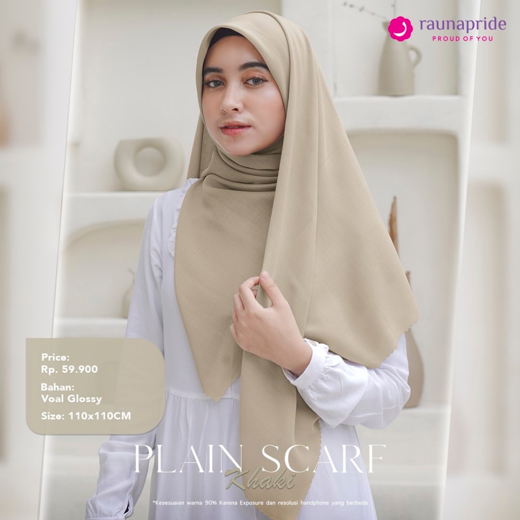 Hijab RAUNA Segiempat Voal / Plain Scarf / Fashion Muslim