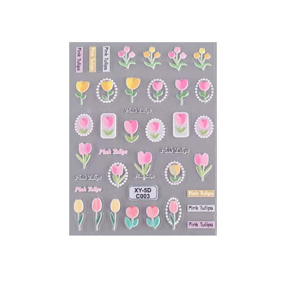 Mxbeauty Stiker Kuku, Stiker Kuku Bunga Mawar, Stiker Bunga Daun Warna Warni Tulip Hiasan Kuku Salon Kuku