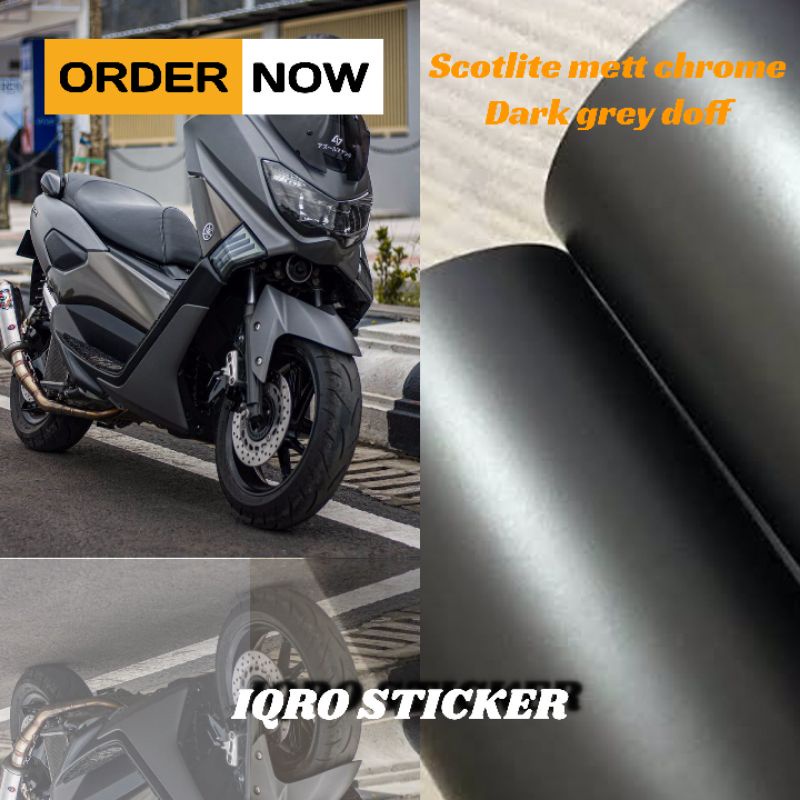 Sticker skotlet metalik chrom doff grey / sticker skotlet motor/ skotlet abu abu monyet merk decal