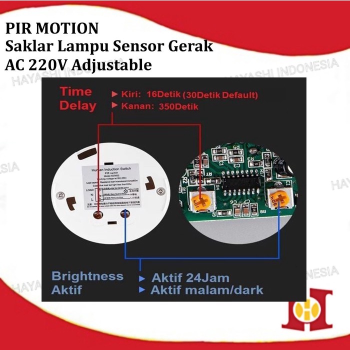 Saklar Lampu Sensor Gerak Otomatis PIR Switch Motion Detector Plafon