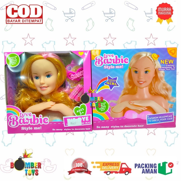 MAINAN ANAK MAKEUP MUKA BONEKA KEPALA BERBIE BEAUTIFUL SET JEPITAN RAMBUT SWEET MAINAN ANAK PEREMPUAN