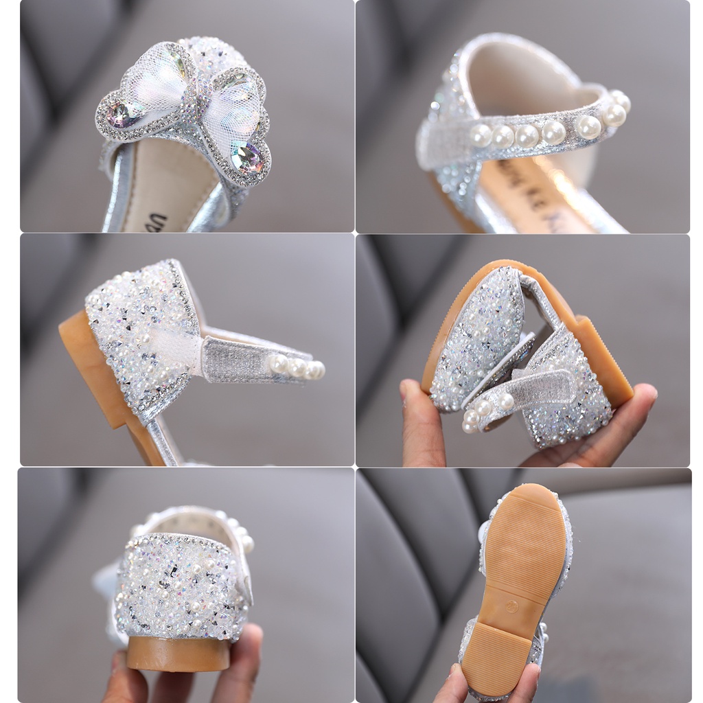 Sandal Sepatu Anak Perempuan Pesta Size 21-36 Import Korea Princess Mutiara Terbaru 1 2 Tahun - Tanggung Anak Perempuan