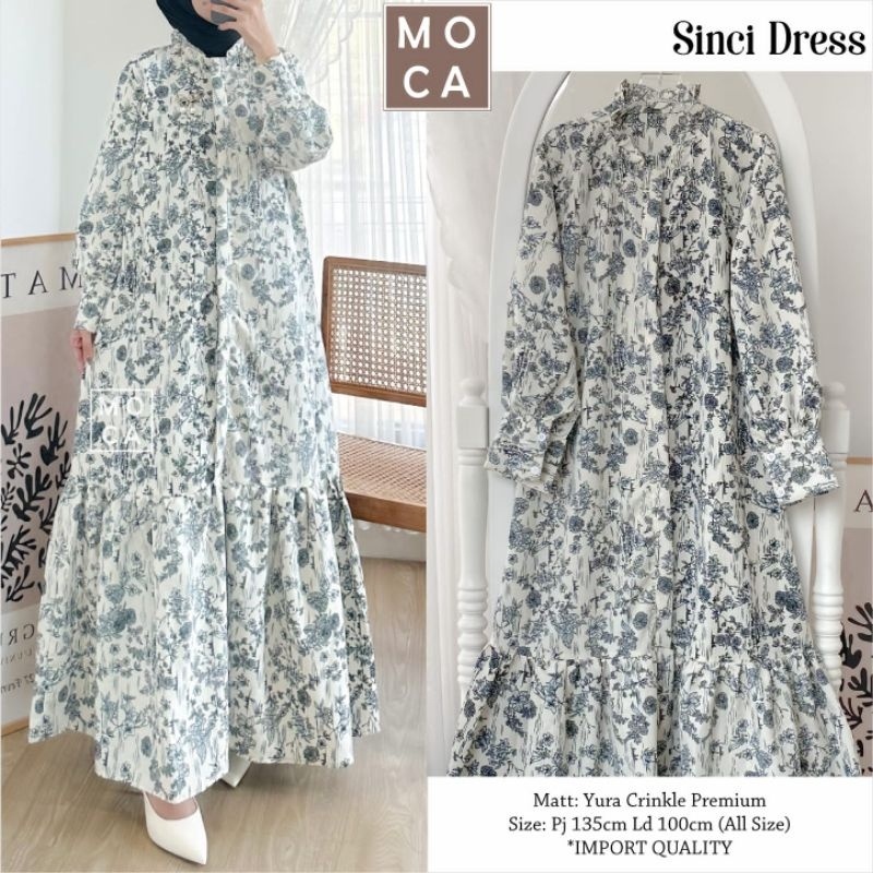 SINCI DRESS ORI MOCA | Ld100 Yura Crinkle Premium